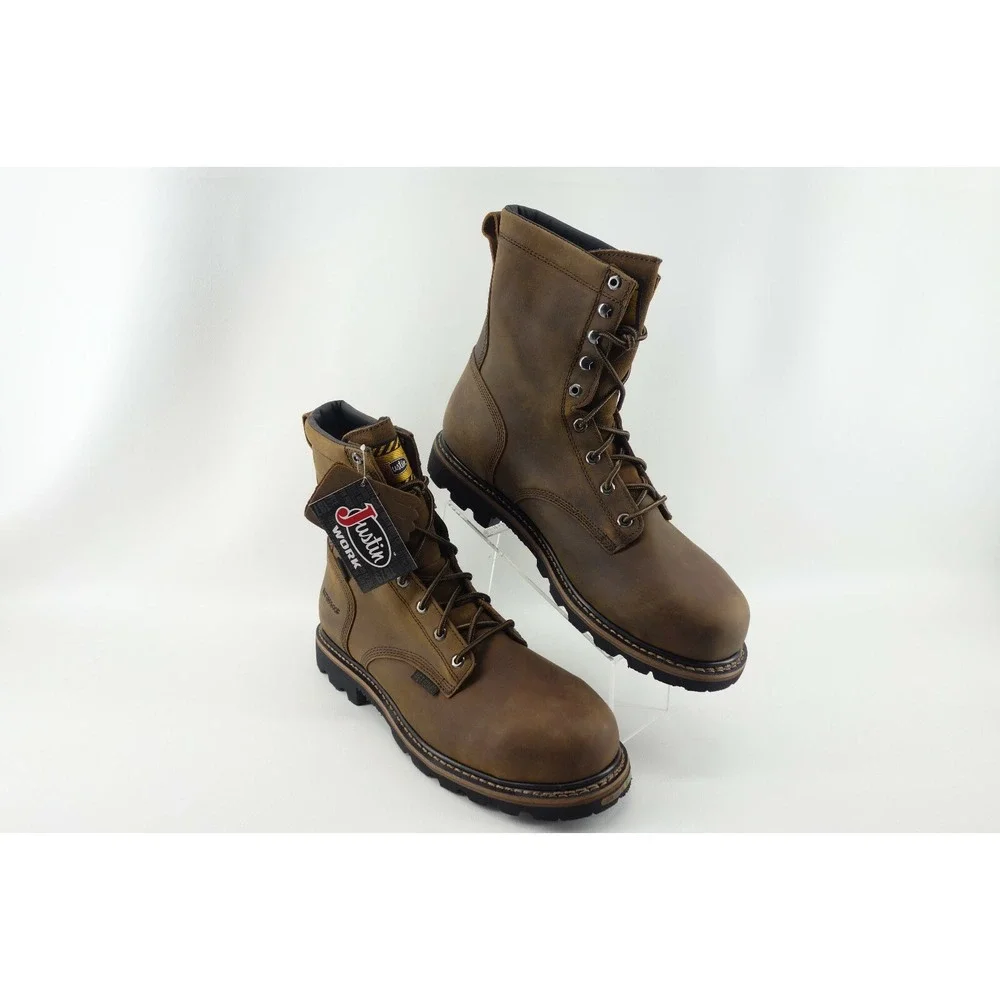 JUSTIN CLASSIC‎ WORK BOOT WK630 WATERPROOF COMP TOE SIZE 14D VIBRAM SOLE
